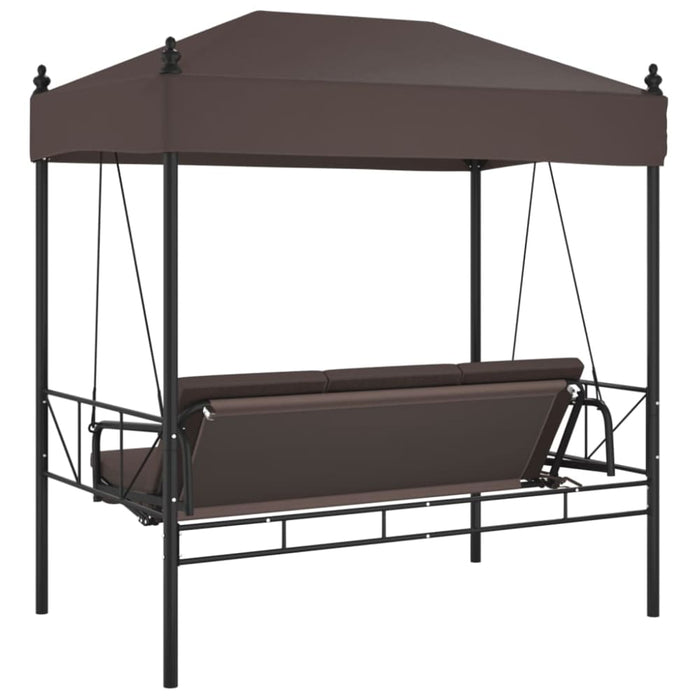 Garden Swing Bench With Canopy Coffee Brown steel Abbnkbb