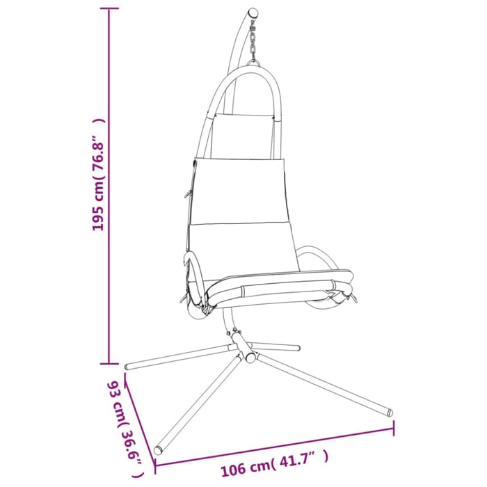 Garden Swing Chair With Cushion Black Oxford Fabric