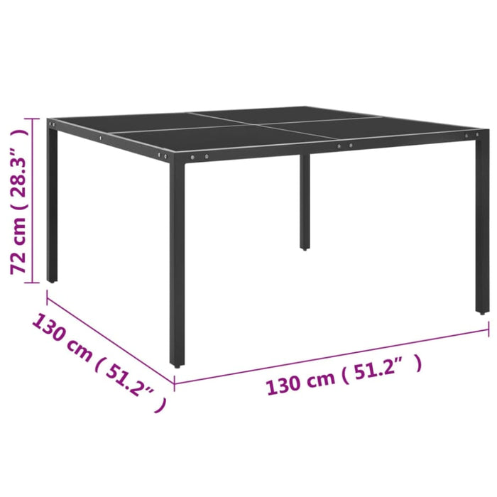 Garden Table Anthracite 130x130x72 Cm Steel And Glass Totbkt