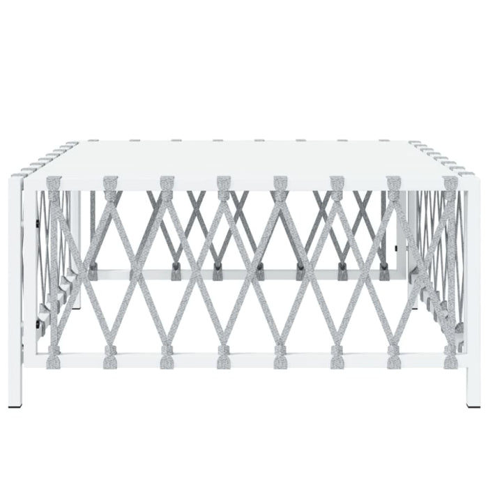 Garden Table White 70x70x34 Cm Woven Fabric Tlaoao