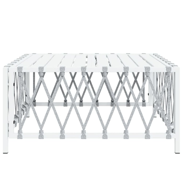 Garden Table White 70x70x34 Cm Woven Fabric Tlaoao