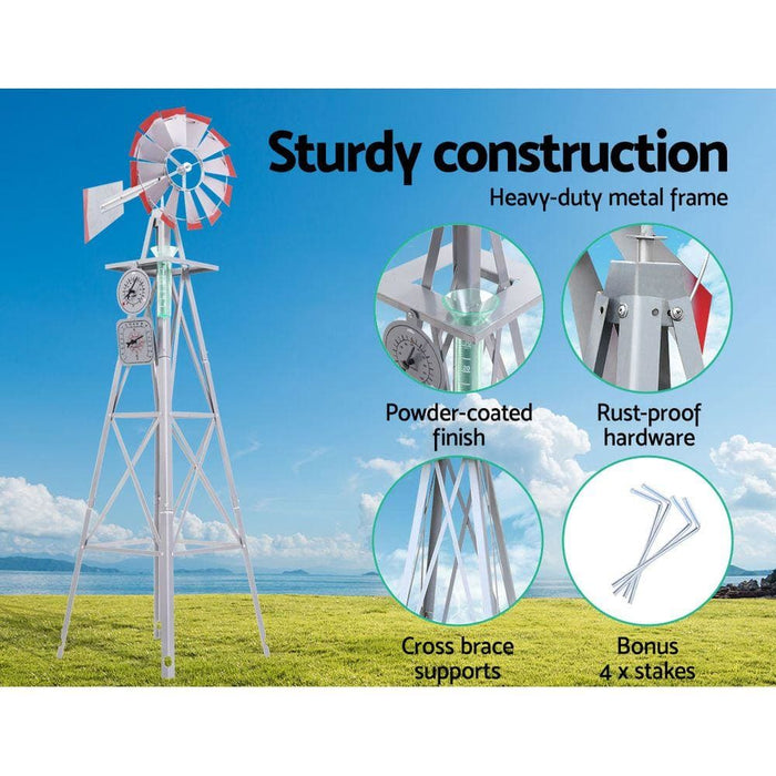 Garden Windmill 4ft 146cm Metal Ornaments Outdoor Decor