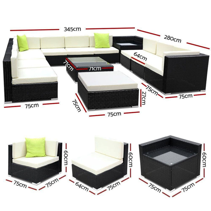 Gardeon 13pc Sofa Set With Storage Cover Outdoor Furniture