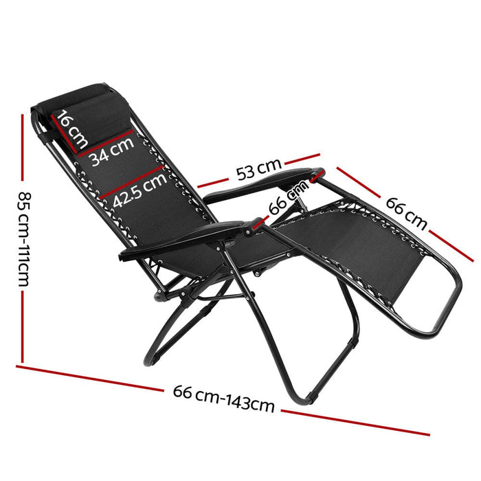 Gardeon Set Of 2 Zero Gravity Chairs Reclining Outdoor