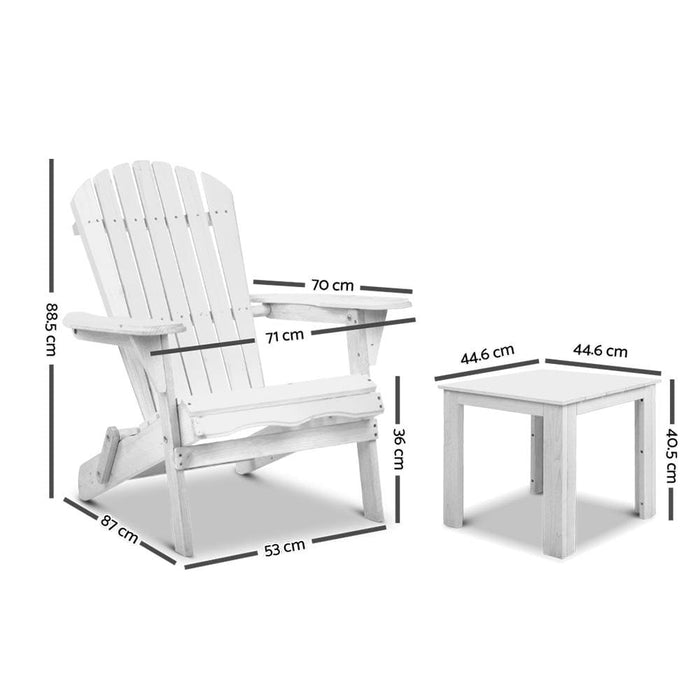 Gardeon 3 Piece Outdoor Adirondack Beach Chair And Table