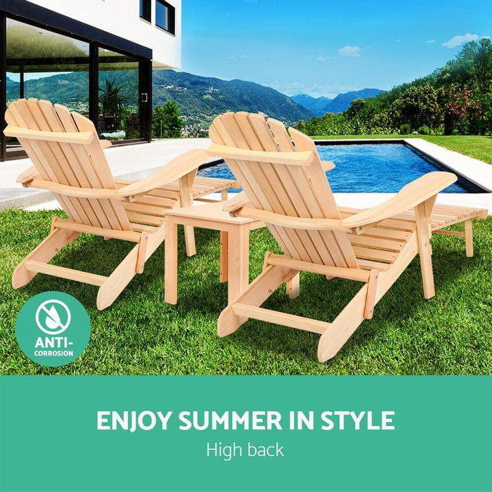 Gardeon 3 Piece Outdoor Beach Chair And Table Set