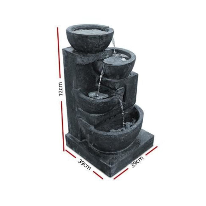 Gardeon 4 Tier Solar Powered Water Fountain With Light