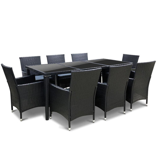 Gardeon 9 Piece Outdoor Dining Set - Black