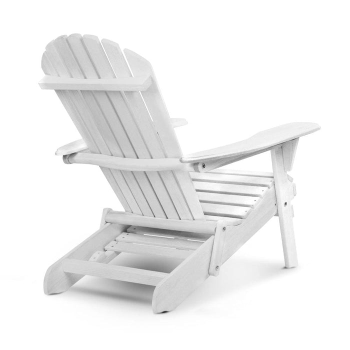 Gardeon Adirondack Beach Chair With Ottoman - White