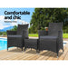 Gardeon 3pc Bistro Wicker Outdoor Furniture Set Black