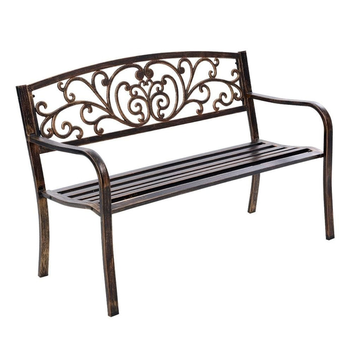 Gardeon Cast Iron Garden Bench - Bronze