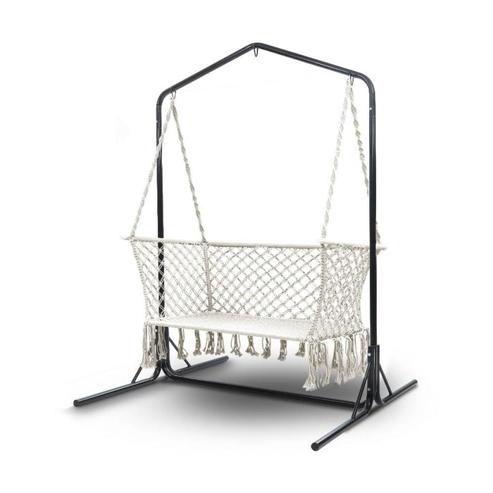 Gardeon Double Swing Hammock Chair With Stand Macrame