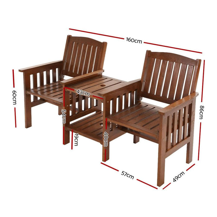 Gardeon Garden Bench Chair Table Loveseat Wooden Outdoor