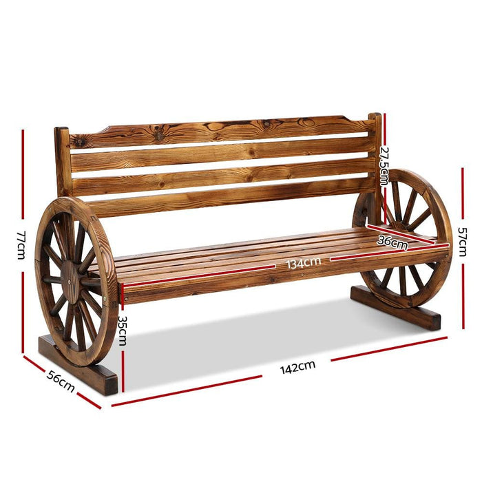 Gardeon Garden Bench Wooden Wagon Chair 3 Seat Outdoor