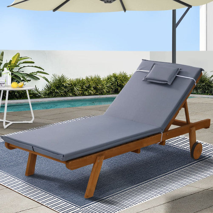 Gardeon Sun Lounge Wicker Lounger Day Bed Wheel Patio