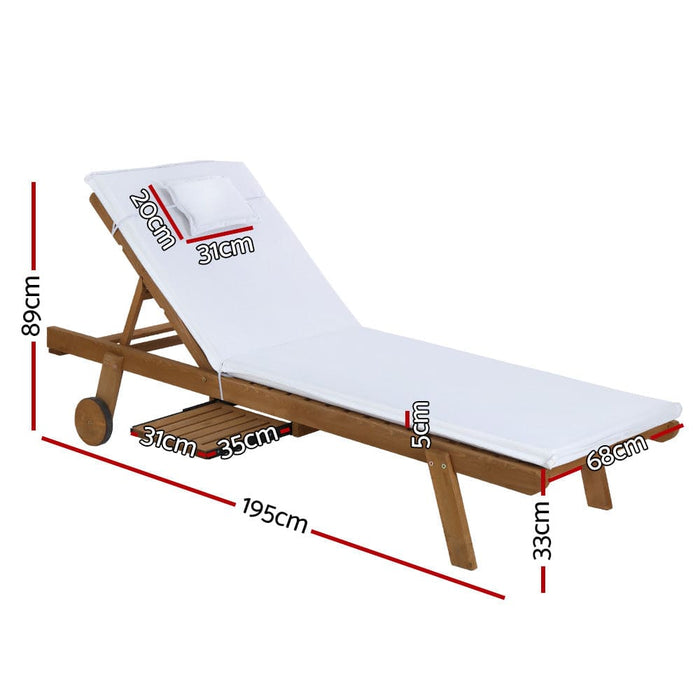 Gardeon 2pc Sun Lounge Wooden Lounger Outdoor Furniture Day