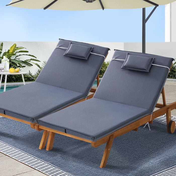 Gardeon Sun Lounger Wicker Lounge Day Bed Wheel Patio