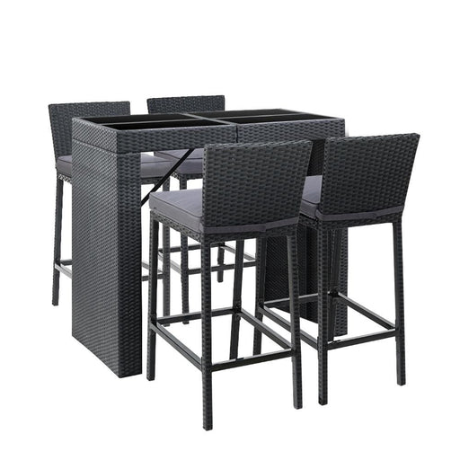 Gardeon Outdoor Bar Set Table Chairs Stools Rattan Patio