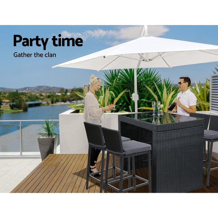 Gardeon Outdoor Bar Set Table Chairs Stools Rattan Patio