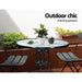 Gardeon Outdoor Dining Table Bar Setting Steel Glass 70cm