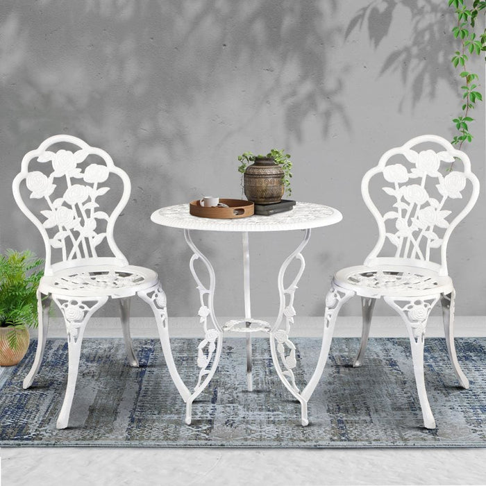 Gardeon Outdoor Furniture Chairs Table 3pc Aluminium Bistro