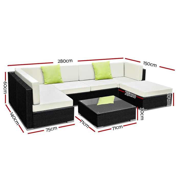 Gardeon 7pc Outdoor Furniture Sofa Set Wicker Garden Patio