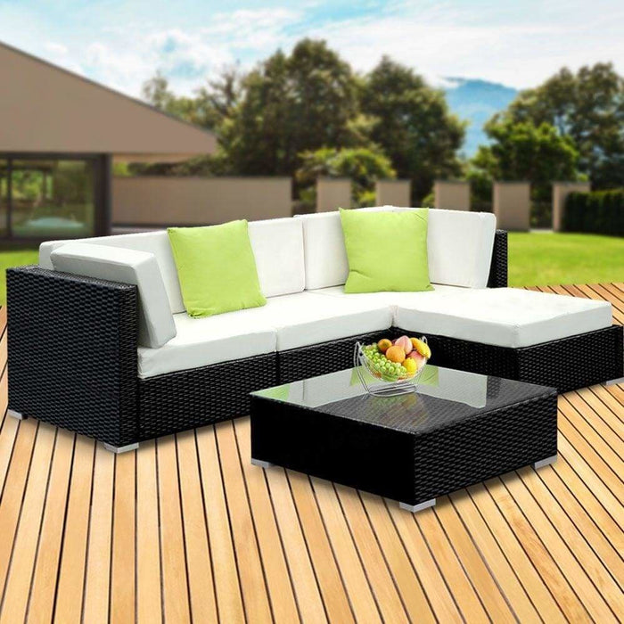 Gardeon 5pc Outdoor Furniture Sofa Set Wicker Garden Patio