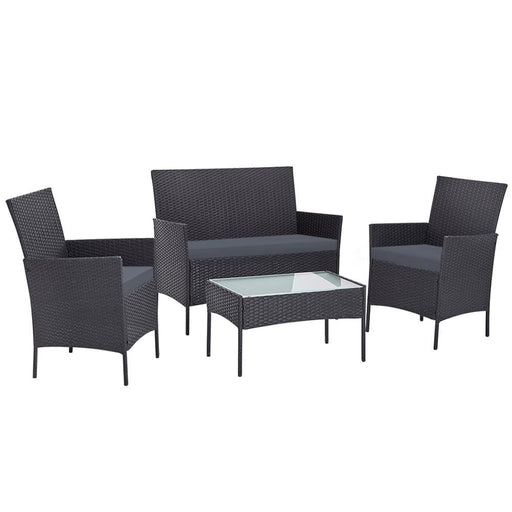 Gardeon Outdoor Furniture Wicker Set Chair Table Dark Grey