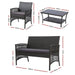 Gardeon Outdoor Furniture Set Wicker Cushion 4pc Dark Grey