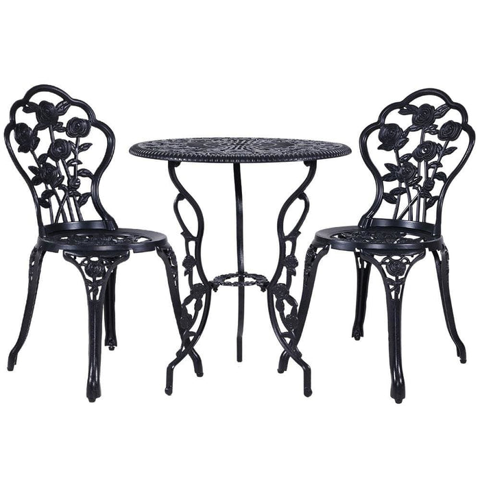 Gardeon 3pc Outdoor Setting Cast Aluminium Bistro Table