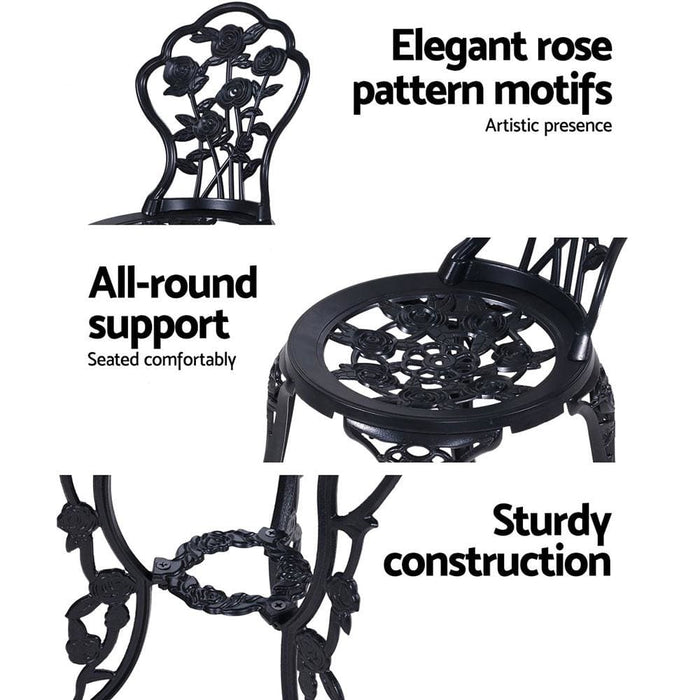 Gardeon 3pc Outdoor Setting Cast Aluminium Bistro Table