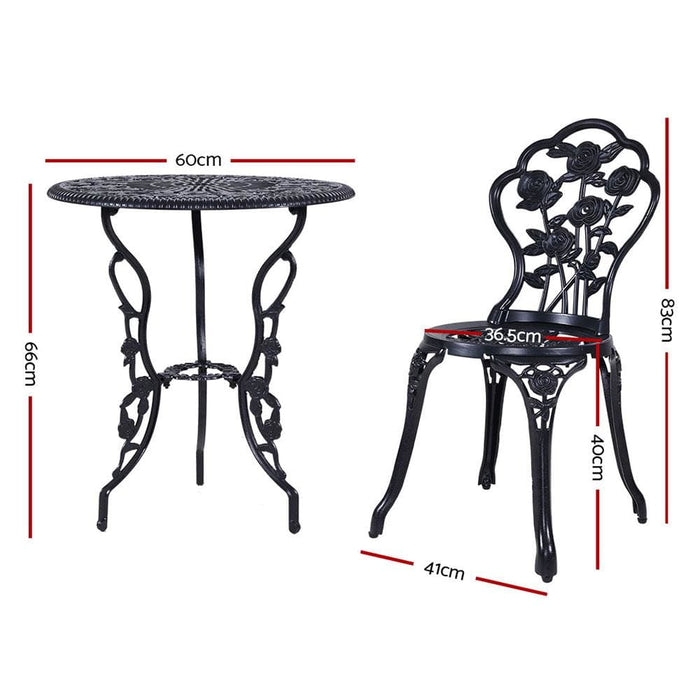 Gardeon 3pc Outdoor Setting Cast Aluminium Bistro Table