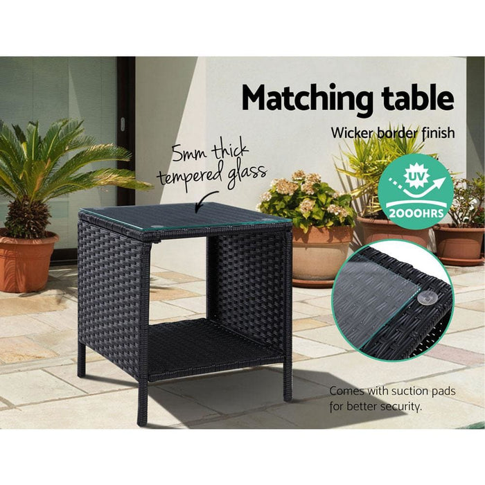 Gardeon Outdoor Setting Recliner Chair Table Set Wicker