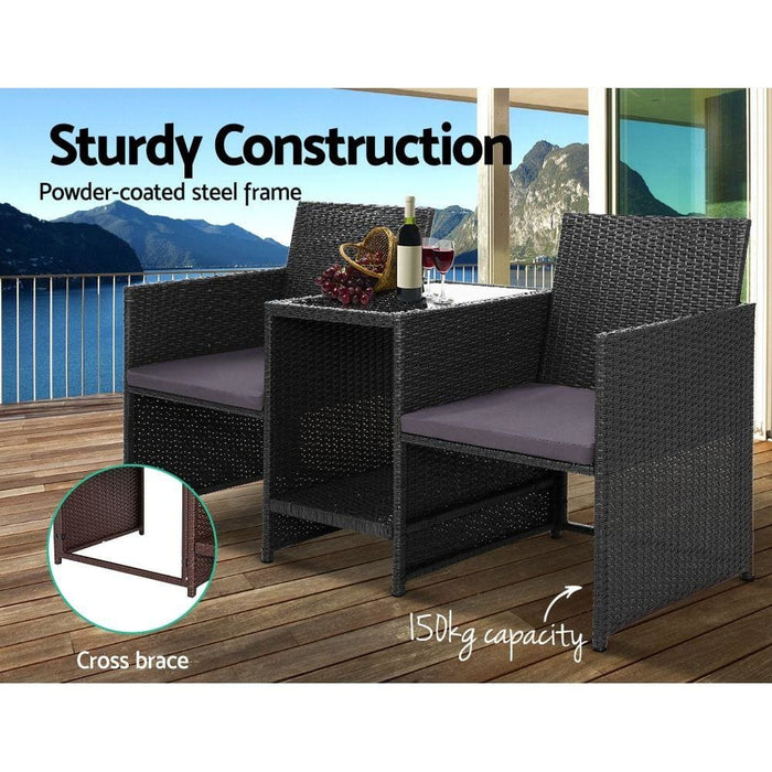 Gardeon Outdoor Setting Wicker Loveseat Birstro Set Patio