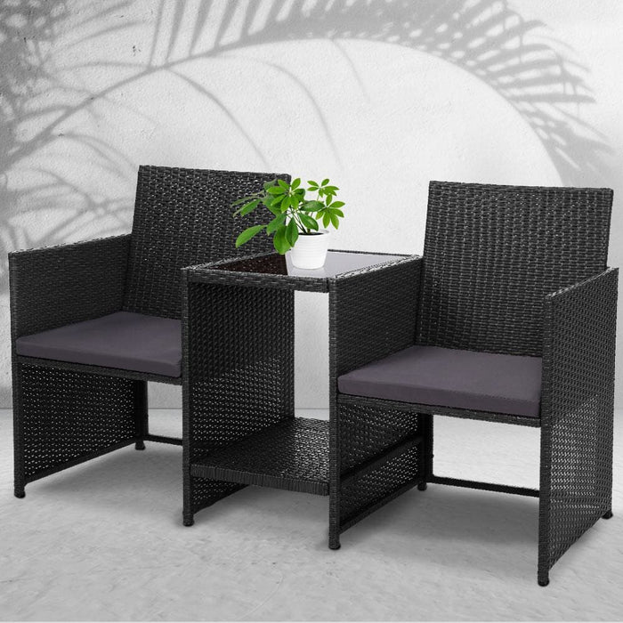 Gardeon Outdoor Setting Wicker Loveseat Birstro Set Patio