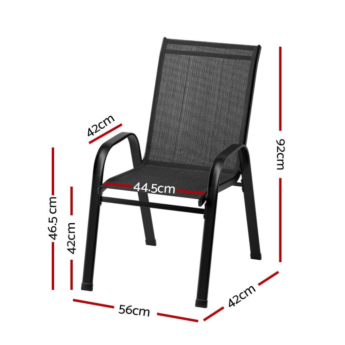 Gardeon 2x Outdoor Stackable Chairs Lounge Chair Bistro Set