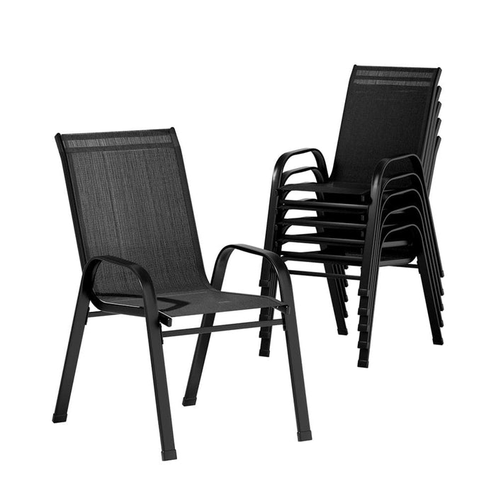 Gardeon 6x Outdoor Stackable Chairs Lounge Chair Bistro Set