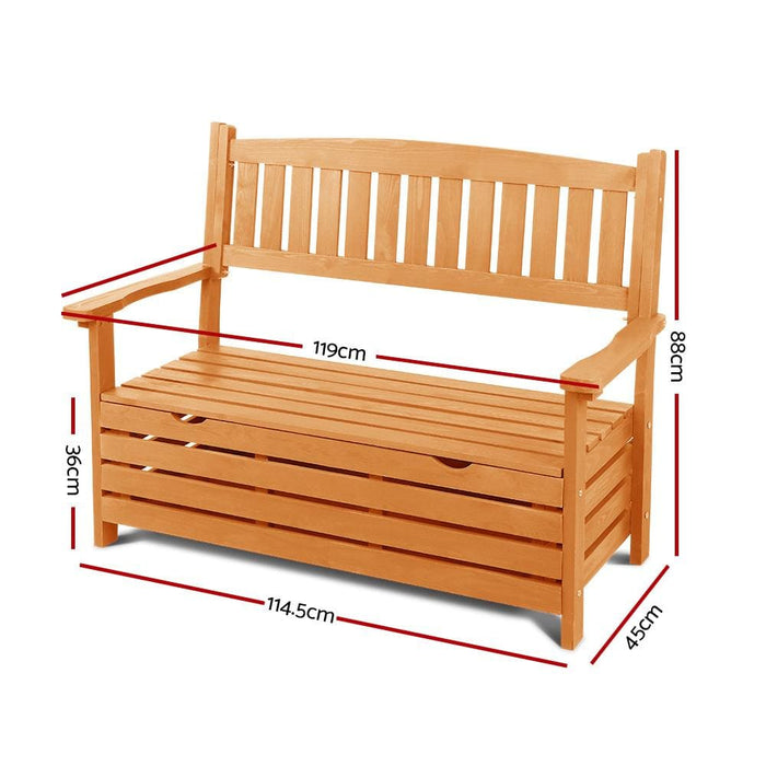 Gardeon Outdoor Storage Bench Box Wooden Garden Chair 2