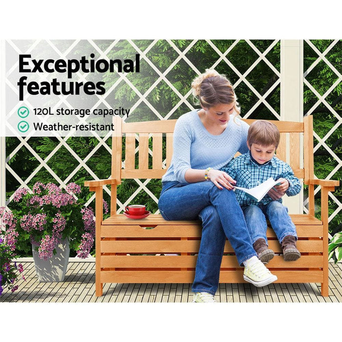 Gardeon Outdoor Storage Bench Box Wooden Garden Chair 2