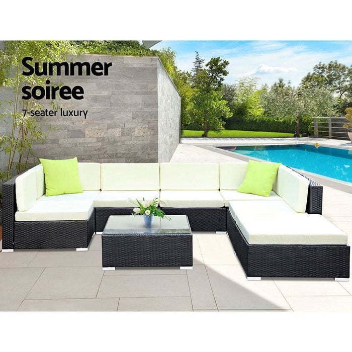 Gardeon 8pc Sofa Set With Storage Cover Outdoor Furniture