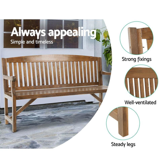 Gardeon Wooden Garden Bench Chair Natural Outdoor Furniture