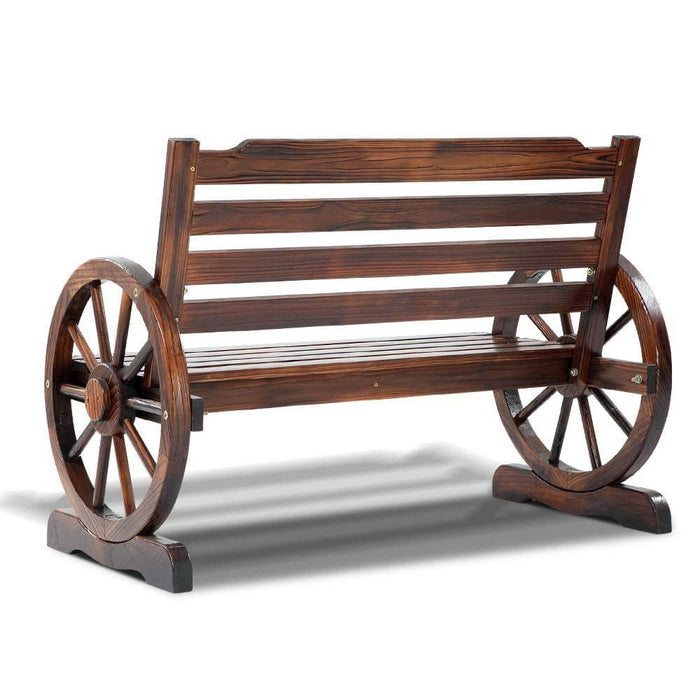 Gardeon Wooden Wagon Wheel Bench - Brown