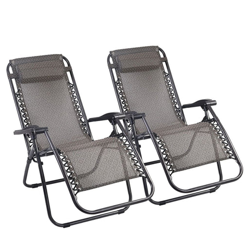 Gardeon Zero Gravity Chair 2pc Reclining Outdoor Sun Lounge