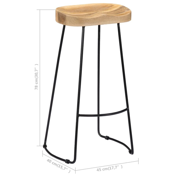 Gavin Bar Stools 2 Pcs Solid Mango Wood Gl724