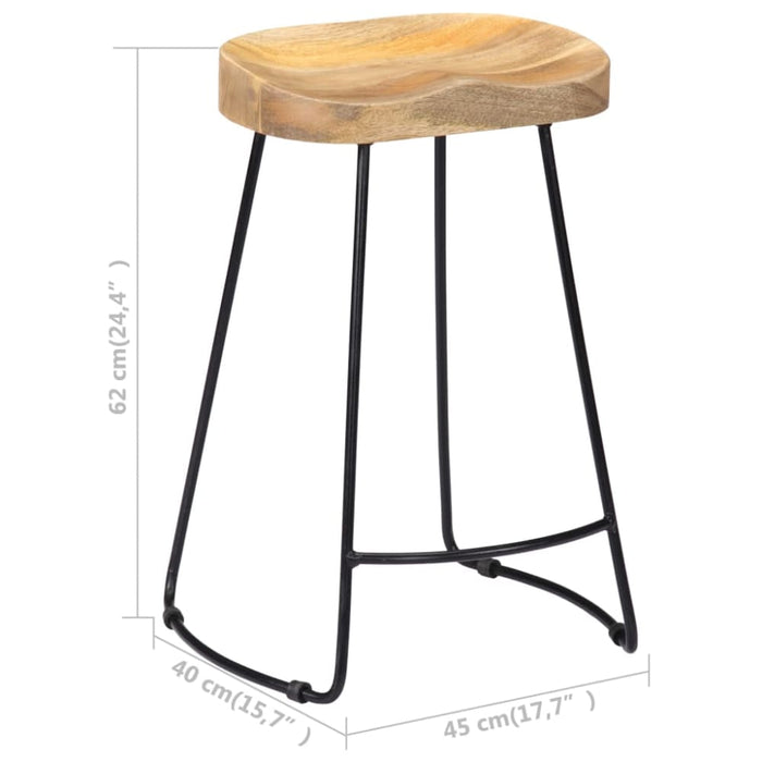 Gavin Bar Stools 2 Pcs Solid Mango Wood Gl727