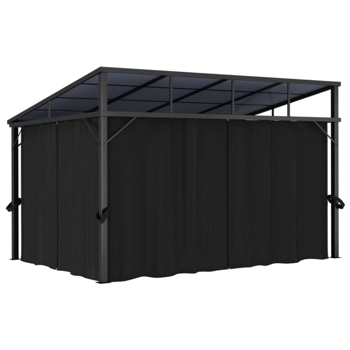 Gazebo With Curtain 405x294x244 Cm Anthracite Anpkk