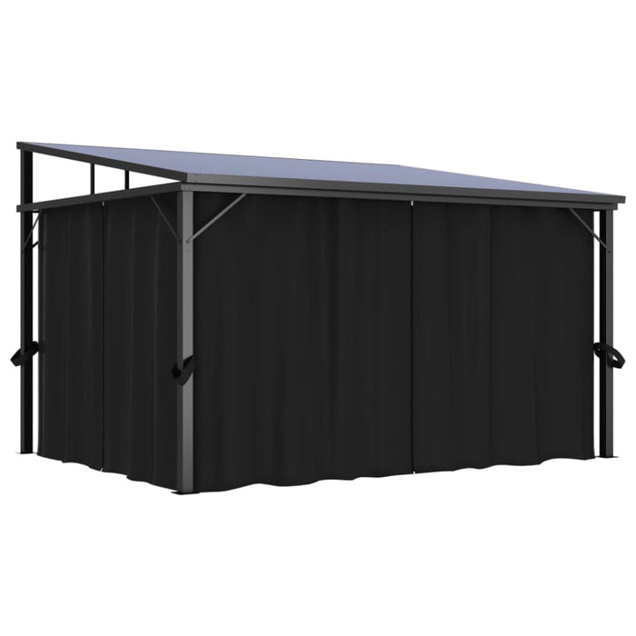 Gazebo With Curtain 405x294x244 Cm Anthracite Anpkk