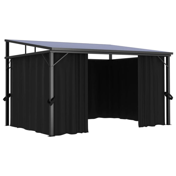 Gazebo With Curtain 405x294x244 Cm Anthracite Anpkk