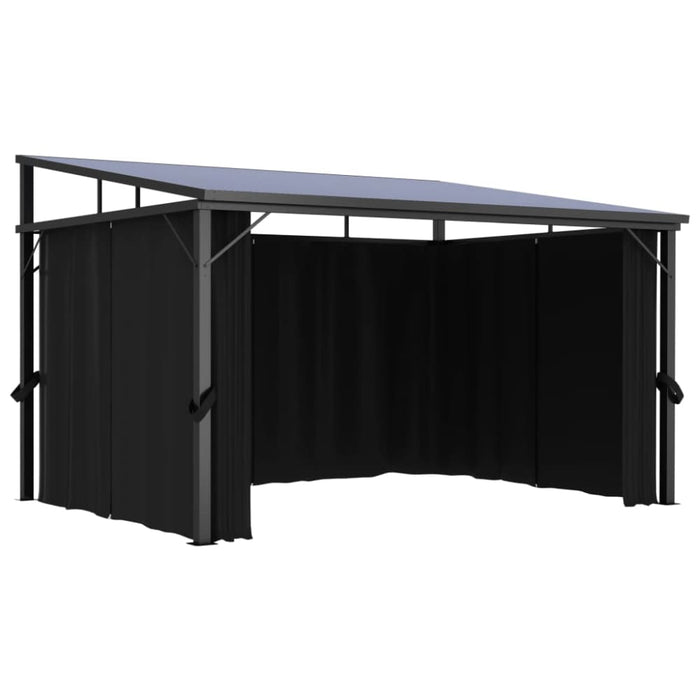 Gazebo With Curtain 405x294x244 Cm Anthracite Anpkk