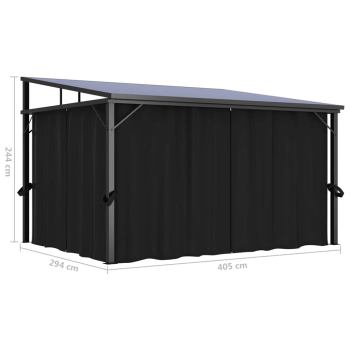 Gazebo With Curtain 405x294x244 Cm Anthracite Anpkk